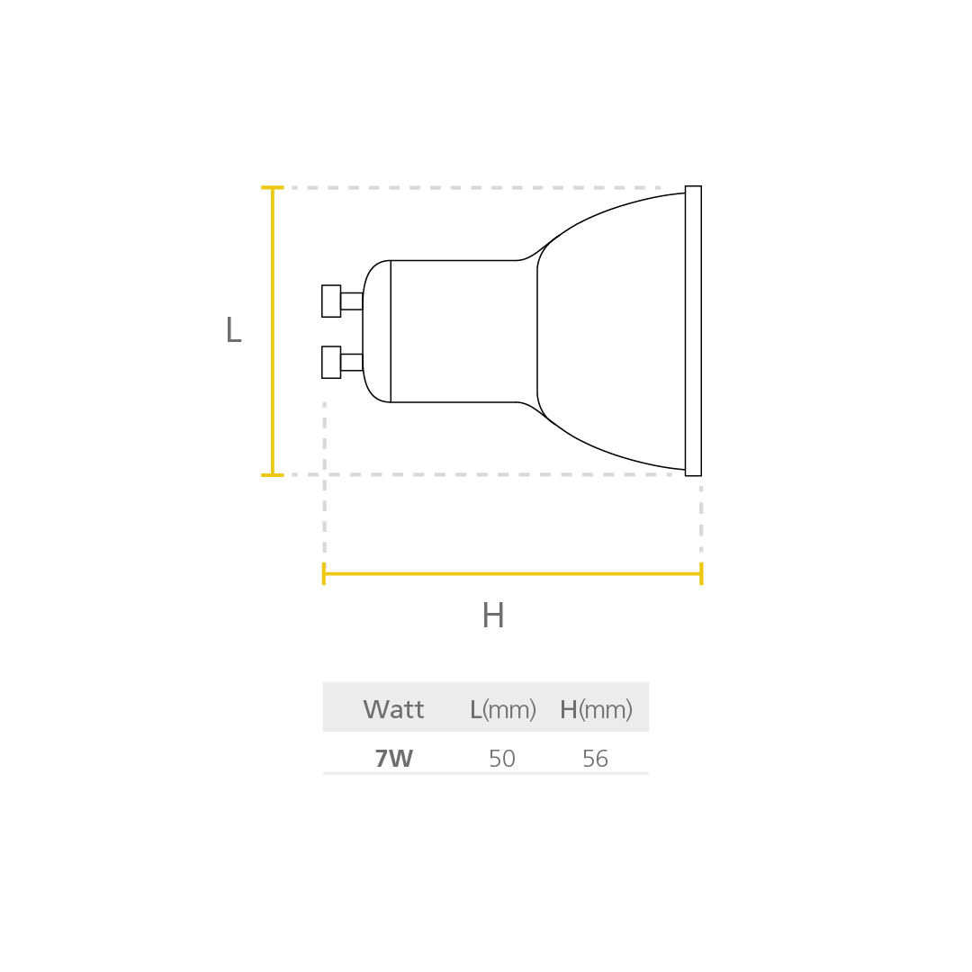 Led HI-SPOT Refled Dim  dimensiones